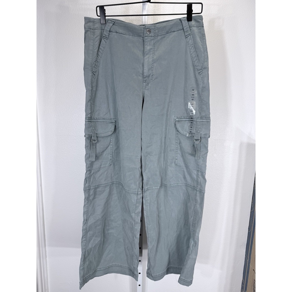 Women's American Eagle Super High Rise Baggy Wide‎ Leg size 10 Short Green Blue